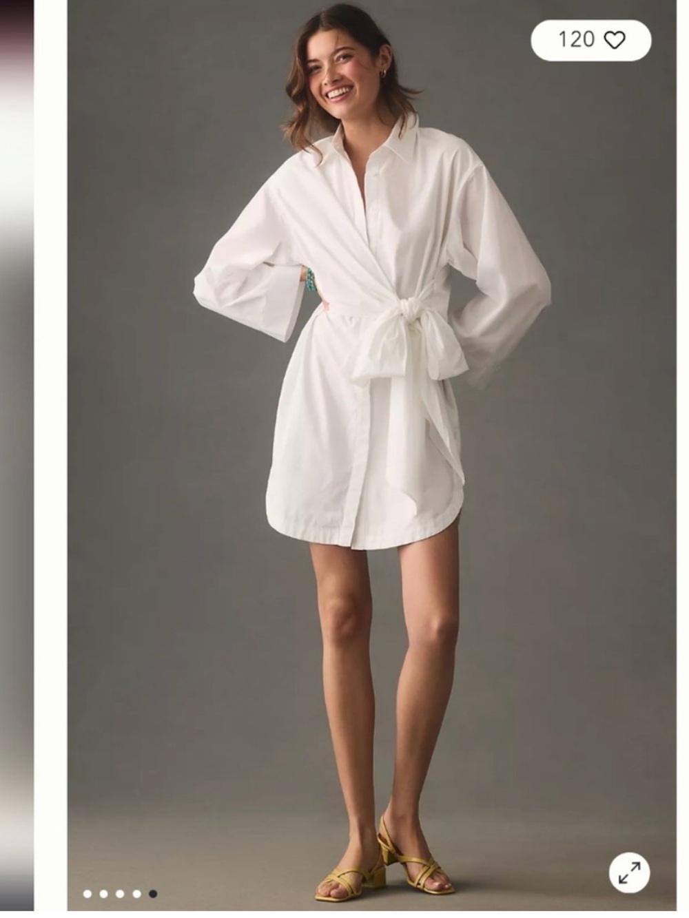 Maeve White Tie-Waist Shirt Dress Robe